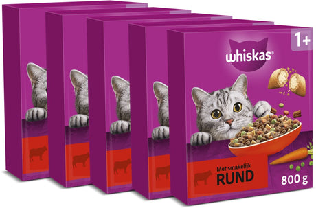 Nourriture pour chat Whiskas - adulte 1+ bœuf - boîte 5x800g