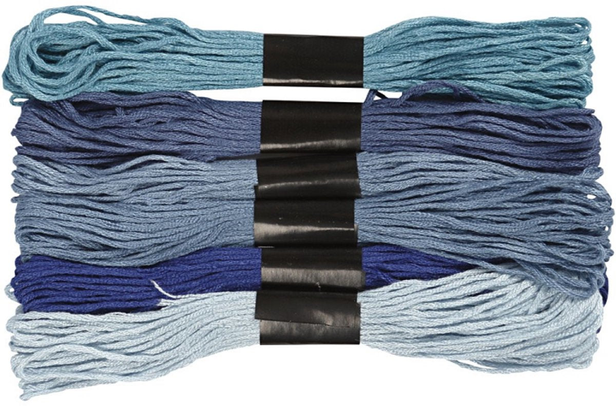 Fil à broder Creativ company, épaisseur 1 mm, harmonie bleue, 6 pelotes 1 boîte