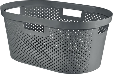 Curver infinity panier à linge recyclé dots - 40 litres - 100% recyclé - gris foncé