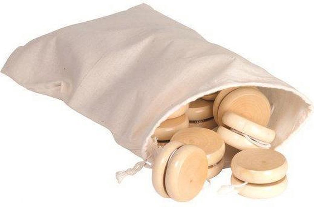 Yo-yos en bois Goki dans un sac en coton, 24 pièces