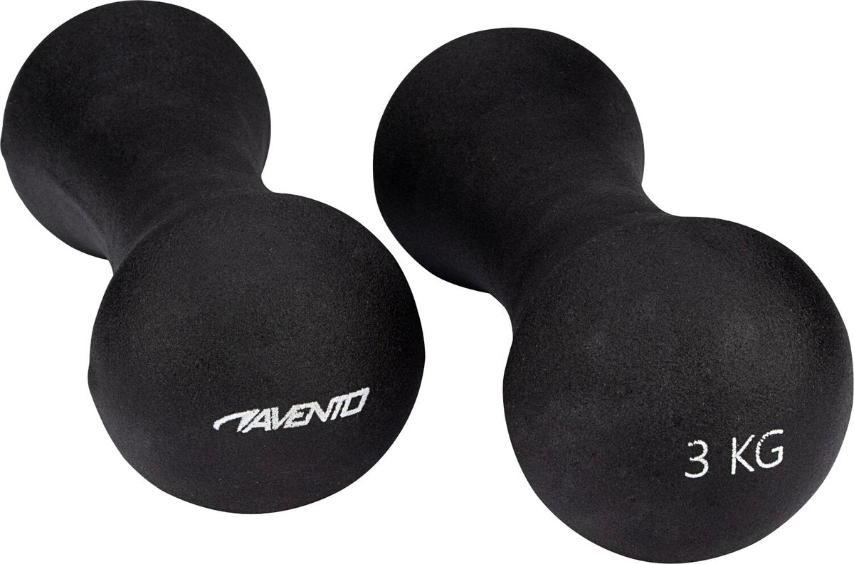 Avento handgewicht set - bone - 2x 3 kg - zwart