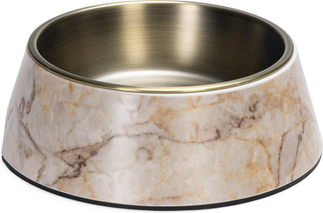 Designed by lotte meis voerbak hond - drinkbak eetbak hond - hondenvoervak - melamine rvs - beige - 700 ml