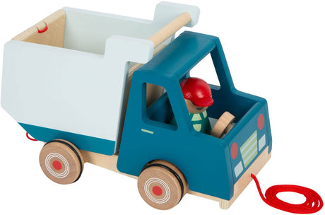 Small foot - camion benne en bois avec figurine de remorquage