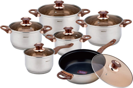 Kinghoff 1768 - set de poêles - 12 pièces - acier inoxydable de haute qualité - fond thermique