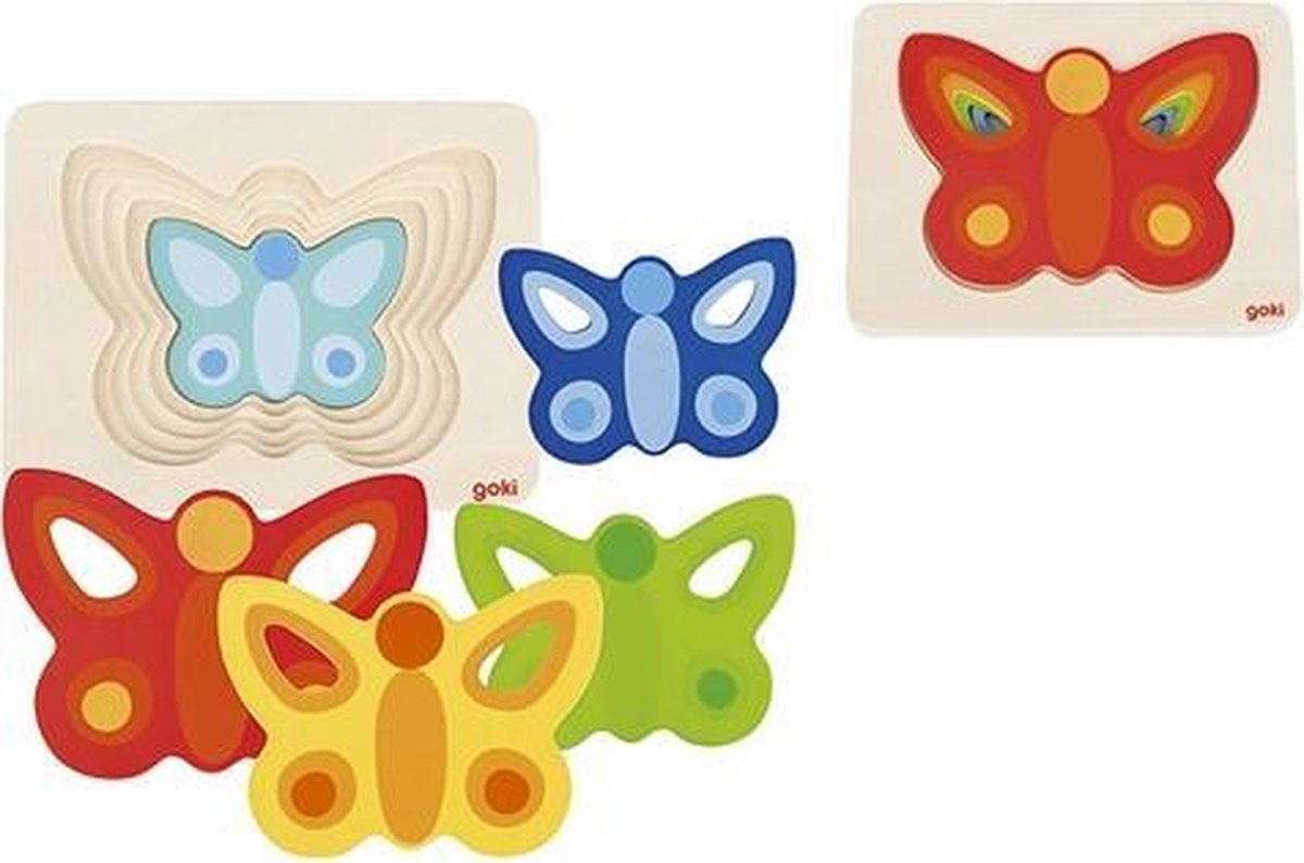 Goki layer puzzle papillon, 5 couches