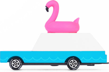 Candylab Toys Candycar World : wagon flamant rose (w228) 8,9 x 3,8 x 6,4 cm, moulé sous pression en bois, magnétique, dans une boîte cadeau, 3+