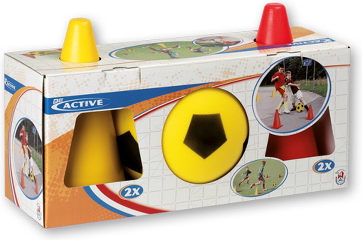 Ballon de football souple Androni avec 4 cônes