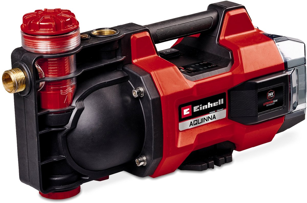 Pompe de jardin à batterie Einhell aquinna 36 38 f led li solo - power x-change - 36 v li-ion - 3800 l h - max. hauteur d'aspiration : 37 m - mode eco boost - protection contre les surcharges et le gel - excl. batterie et chargeur
