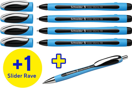 Schneider writing instruments stylo à bille schneider - slider memo - boîte de 4 + 1 slider rave offert - s-150245