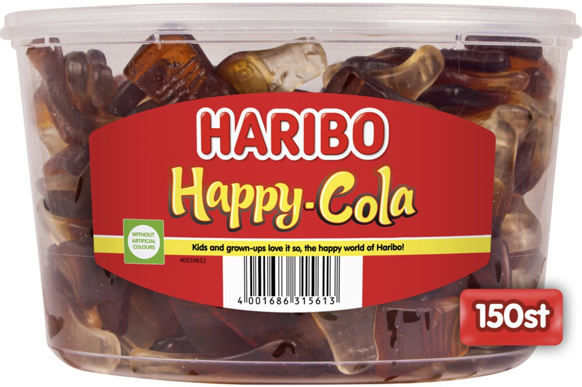Haribo happy cola - bonbons au goût de cola - silo 150 pièces
