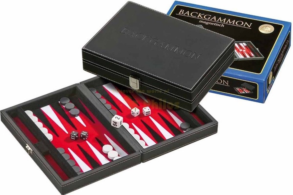 Étui de backgammon Philos tinos magnétique (rouge)