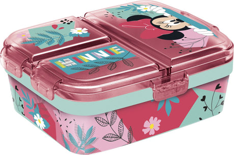 Boîte à lunch pour enfants Stor Disney's Minnie Mouse - boîte à lunch avec 4 compartiments pour enfants à partir de 4 ans - passe au lave-vaisselle sans BPA - rose turquoise
