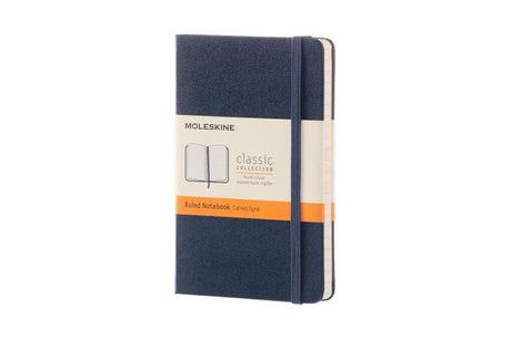 Carnet classique Moleskine - pochette - couverture rigide - ligné - bleu saphir
