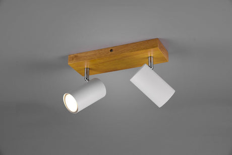 Trio marley - spot - blanc mat - excl. 2x gu10 4,5w - élément en bois