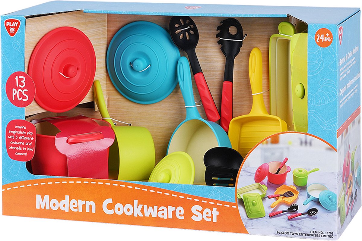 Ensemble de poêles et accessoires de cuisine Playgo moderne - 13 pièces.
