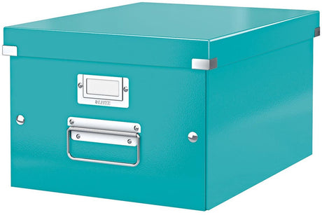 Boîte de rangement en carton Leitz wow click store de taille moyenne - carton recyclé à 85 % - pour formats A4 - idéale pour le bureau et le travail à domicile - glace tiède