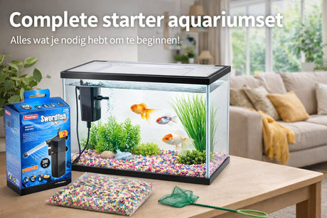 Sucette d'aquarium Flamingo - 16 l - Kit d'aquarium complet avec filtre, verre de couverture en gravier - Plastique - Aquarium pour eau douce