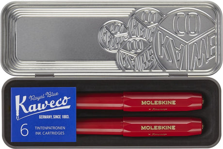 Moleskine x Kaweco ensemble de stylos, stylo plume stylo à bille moyen 1,0 mm, rouge