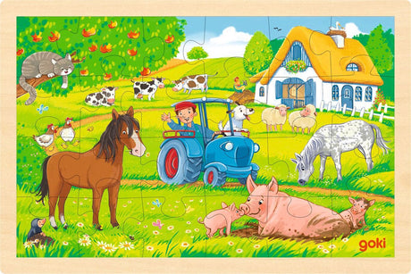 Ferme de puzzle en bois Goki, 24 pcs.