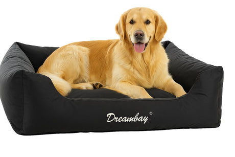 Lit pour chien Flamingo – coussin orthopédique pour chien dreambay® noir 120x95cm – housse amovible hydrofuge – design européen confortable et durable