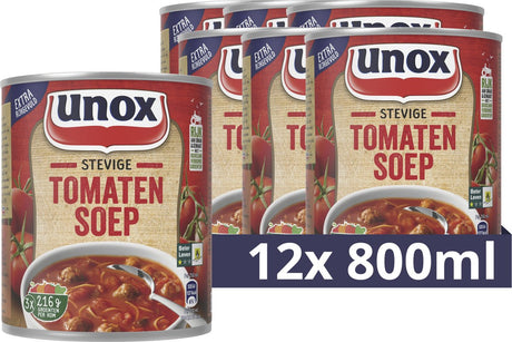 Boîte de soupe copieuse aux tomates Unox (12x 0,8 litres)