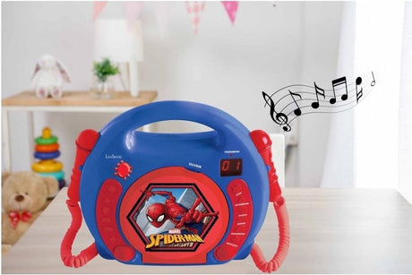 Lecteur CD portable Lexibook Spiderman avec 2 microphones pour chanter