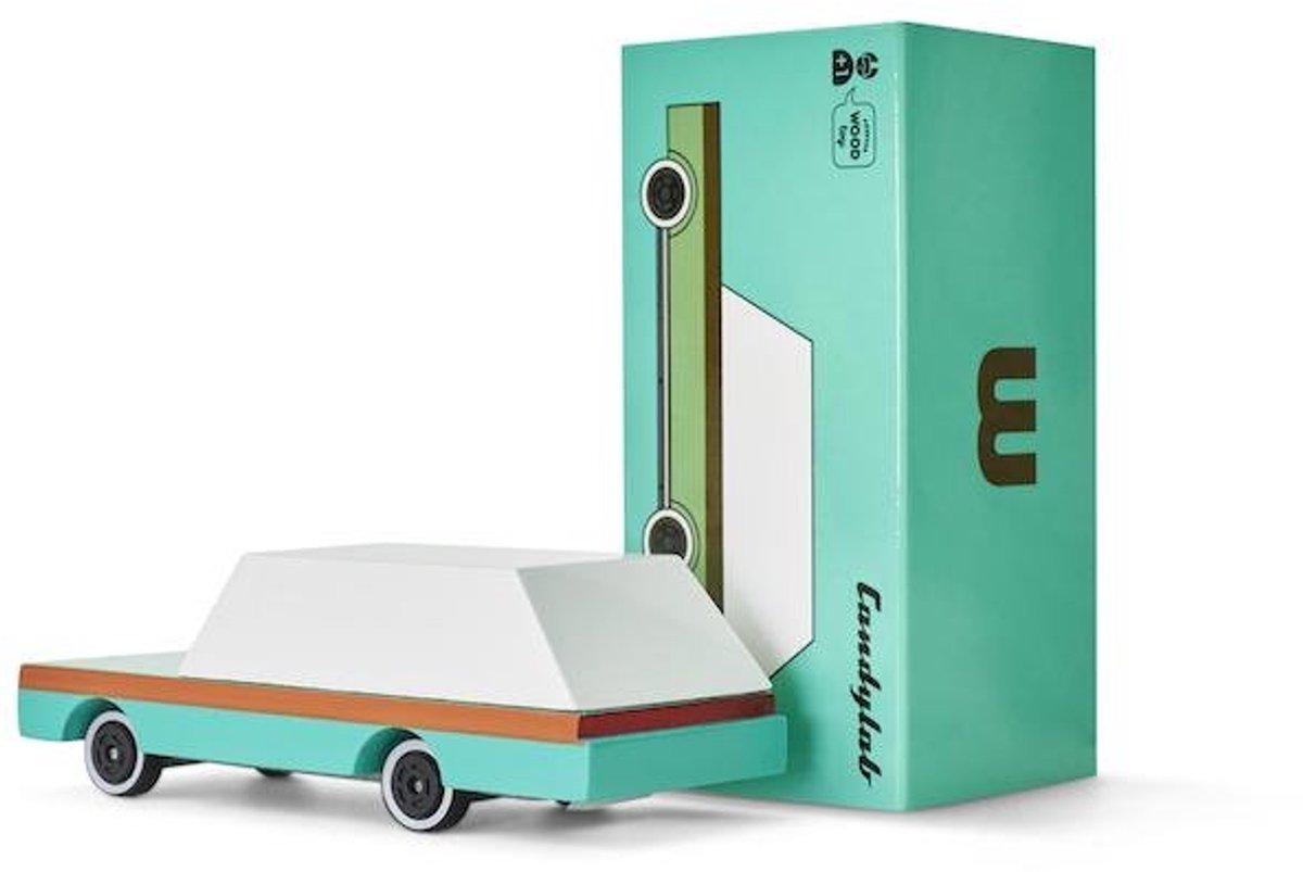 Candylab Toys Candycar World : Wagon Sarcelle (F240) 8,9 x 4,1 x 3 cm, moulé sous pression en bois, magnétique, dans une boîte cadeau, 3+