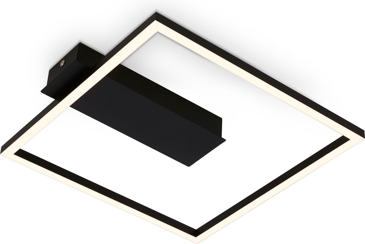 B.k.licht briloner - plafonnier cadre LED - plafonnier avec lumière blanc chaud - 3000k - 12w - 1400 lm - 32x30x5 cm - noir