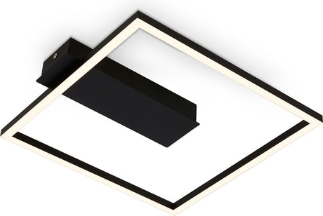 B.k.licht briloner - plafonnier cadre LED - plafonnier avec lumière blanc chaud - 3000k - 12w - 1400 lm - 32x30x5 cm - noir
