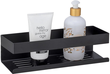 Wenko turbo-loc genova support mural en acier inoxydable noir mat - support de bain - panier de douche - support de douche - montage sans perçage - autocollant