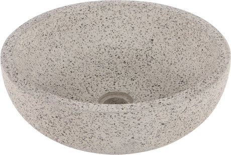 Differnz terrazzo waskom - 40x40x15cm - rond - terrazzo - mat wit zwart