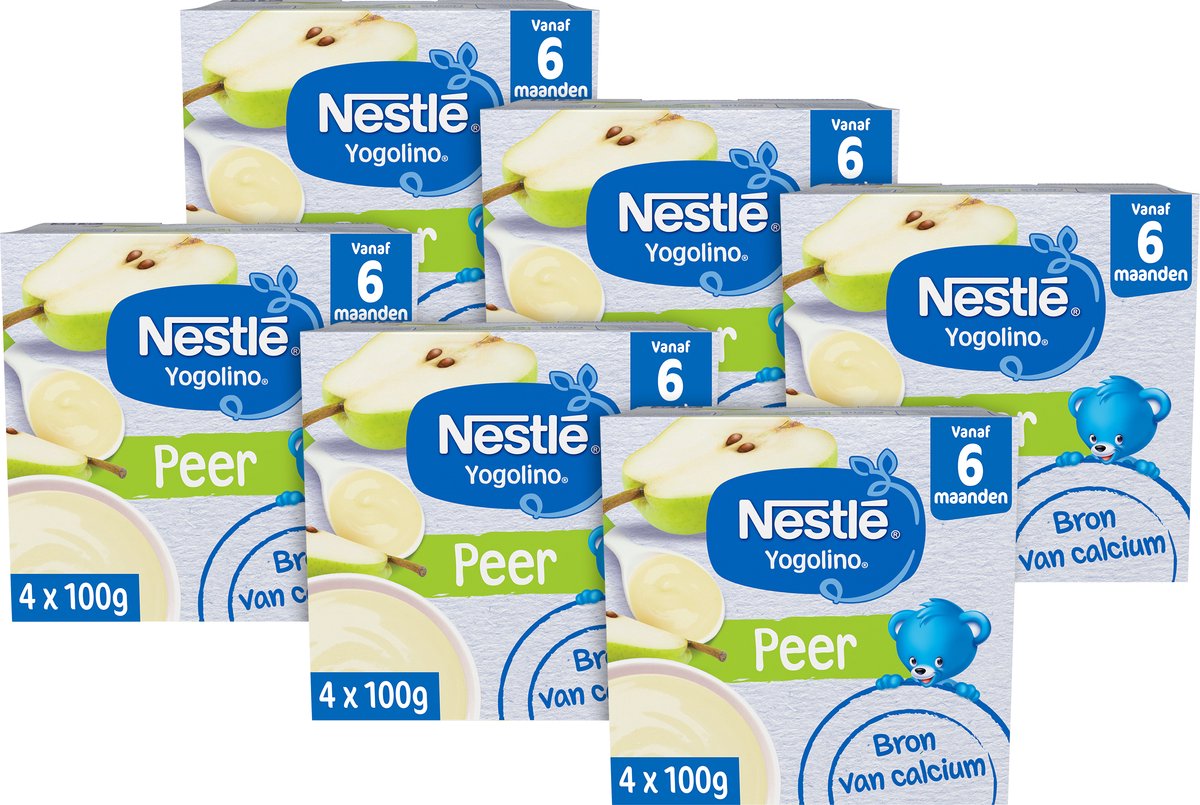 Nestlé dessert bébé poire yogolino - collations pour bébé - 6+ mois - 6 pièces 4x100g (24 portions)
