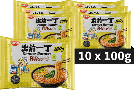 Nissin demae ramen - bol de nouilles miso végétariennes - nouilles instantanées - végétalien - 10 pièces