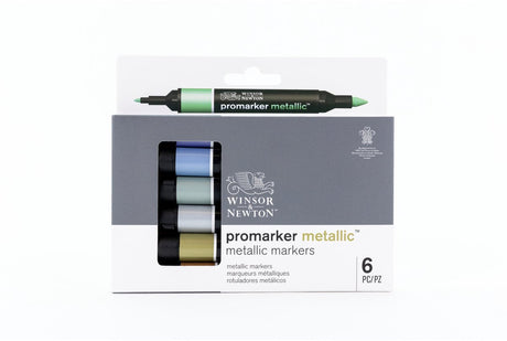 Winsor Newton 0290135 Pro Marker Métallique 6 Set | marqueurs métalliques à base d'eau avec 2 pointes