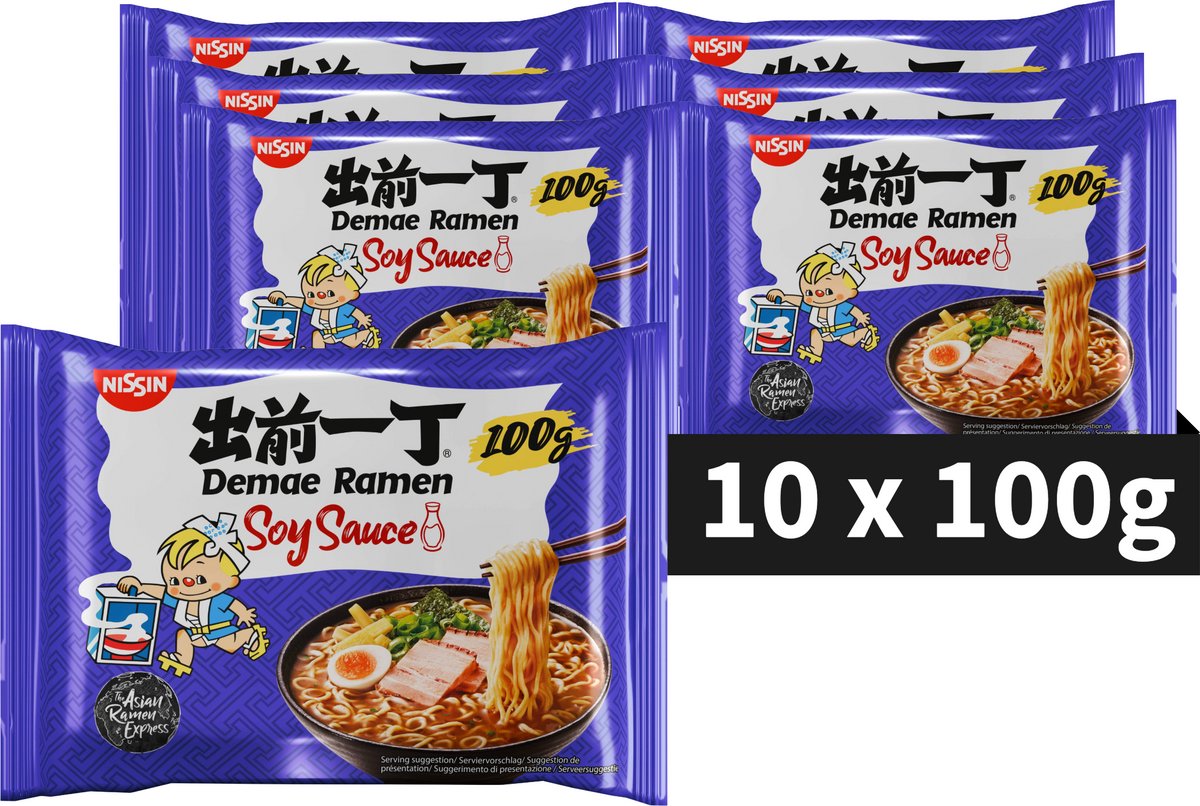 Nissin demae ramen - bol de nouilles à la sauce soja - nouilles instantanées - 10 pièces