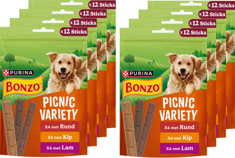 Variété pique-nique Bonzo - snacks pour chiens - bœuf poulet agneau - 8 x 100 g