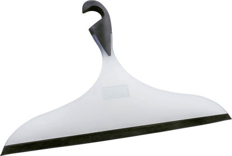 Wenko Essuie-glace de douche Loano xxl en plastique blanc et noir 34 cm de large - essuie-glace - extracteur de douche extra large avec crochet de suspension