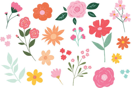 Sans marque sans marque partydeco - fleurs de tatouage adhésives - fleurs mélangées - 19 pièces