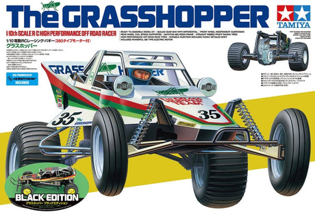 Tamiya – kit de construction de véhicules militaires, buggy rc 47522, la sauterelle, édition noire, plastique rc, 1:10