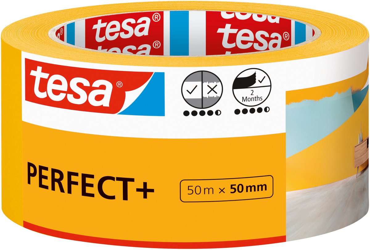Tesa ruban de peintre parfait + ruban de masquage papier washi fin peinture précise - 50m x 50mm