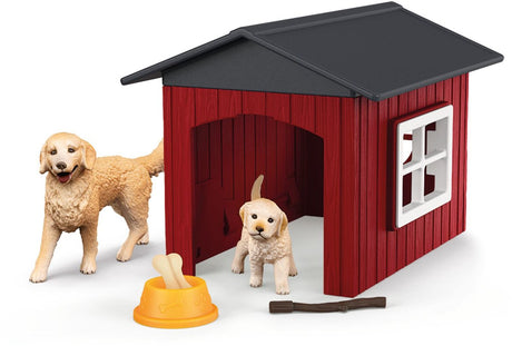 Niche pour chien du monde agricole Schleich avec golden retrievers 42722