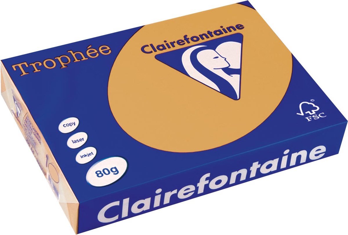 Papier coloré Clairefontaine trophée, a4, 80 g, 500 feuilles, caramel