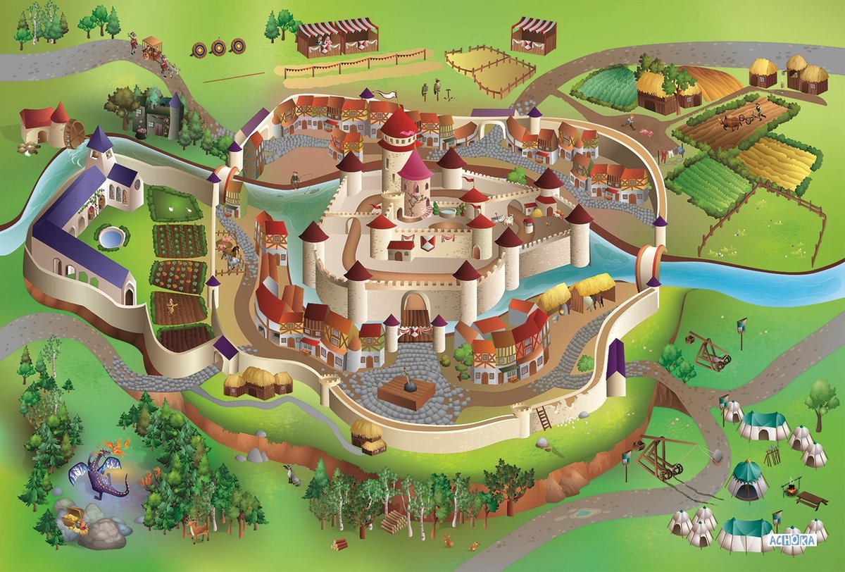 Tapis de jeu Achoka Château Moyen Âge, 100x150cm
