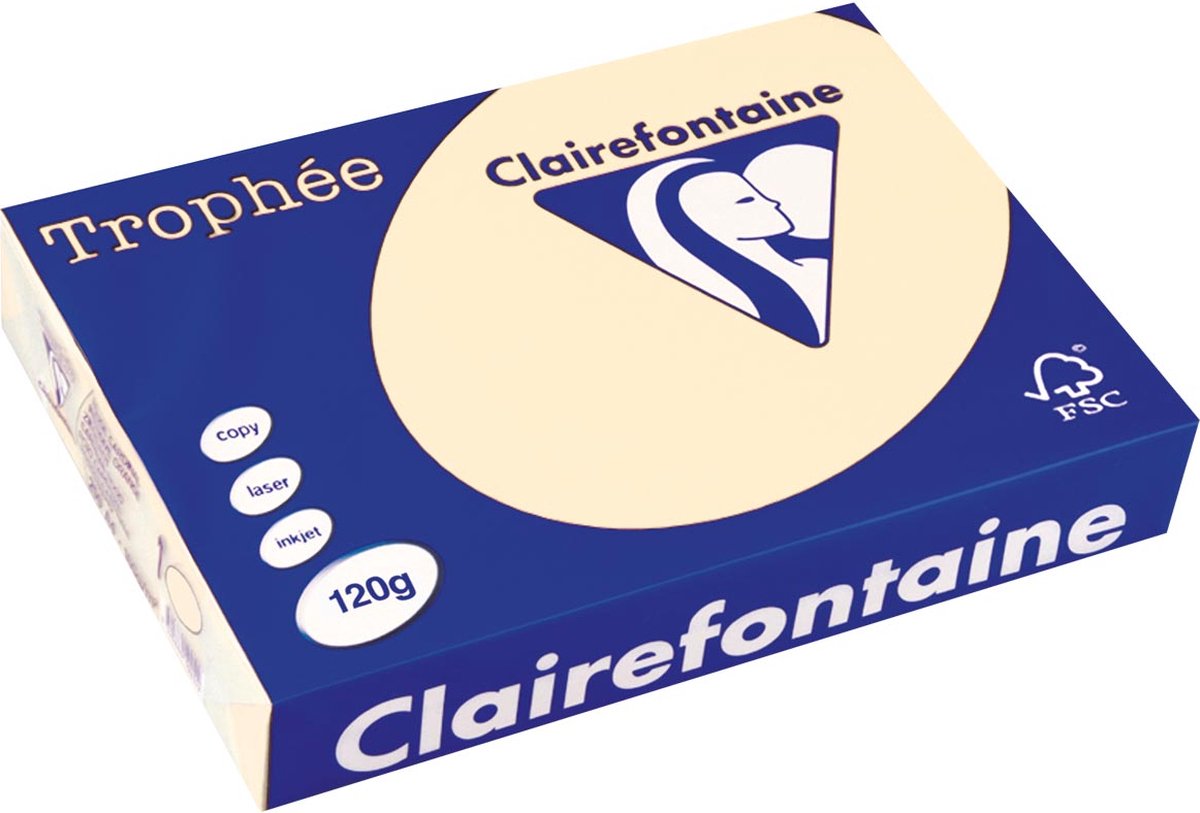 Clairefontaine - trophée pastel - crème - a4 - 120 grammes - 250 feuilles
