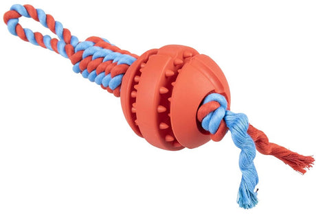 Duvo plus jouet de corde de jeu Rubrop Tugger avec balle pour chiens 33x8x8cm rouge