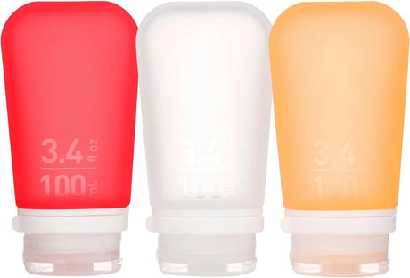 Human Gear - gotoob+ 3-pack - réutilisable - bouteille de voyage - bouteille - étanche - moyen - 74ml - orange rouge clair