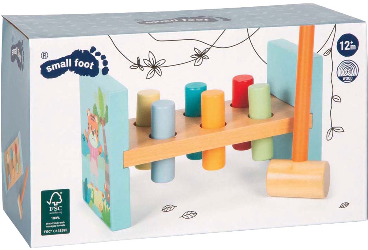 Small foot - banc marteau en bois jungle friends fsc