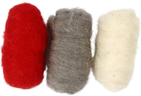 Laine cardée Creativ company, harmonie rouge blanc, 3x10 gr 1 boîte