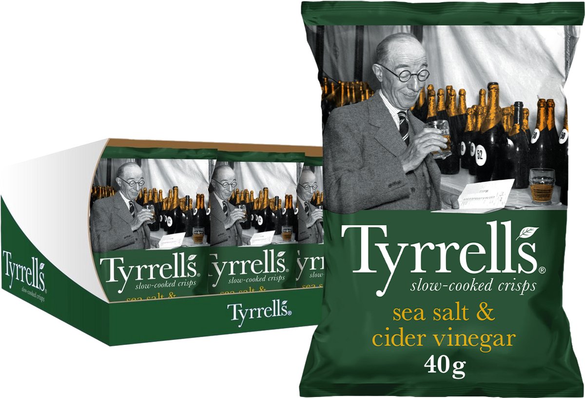 Tyrrells chips vinaigre de cidre au sel de mer 18 x 40 grammes