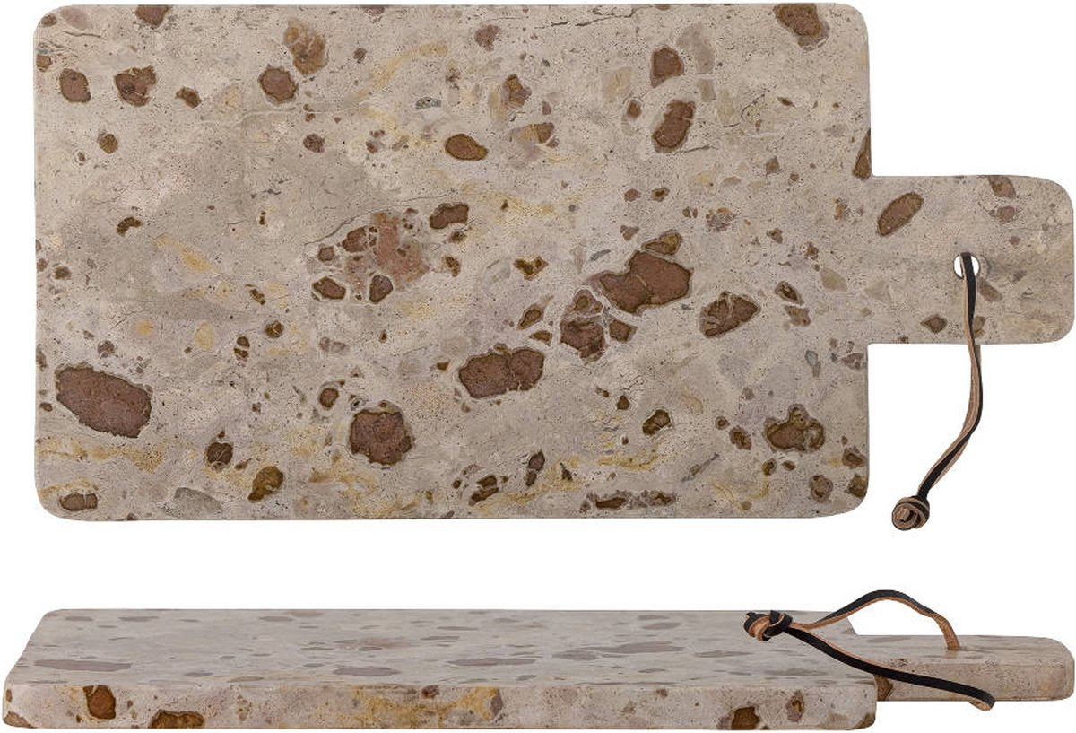 Planche à découper en marbre Bloomingville nukaka - 40 x 20 x 1,5 cm - lanière en cuir